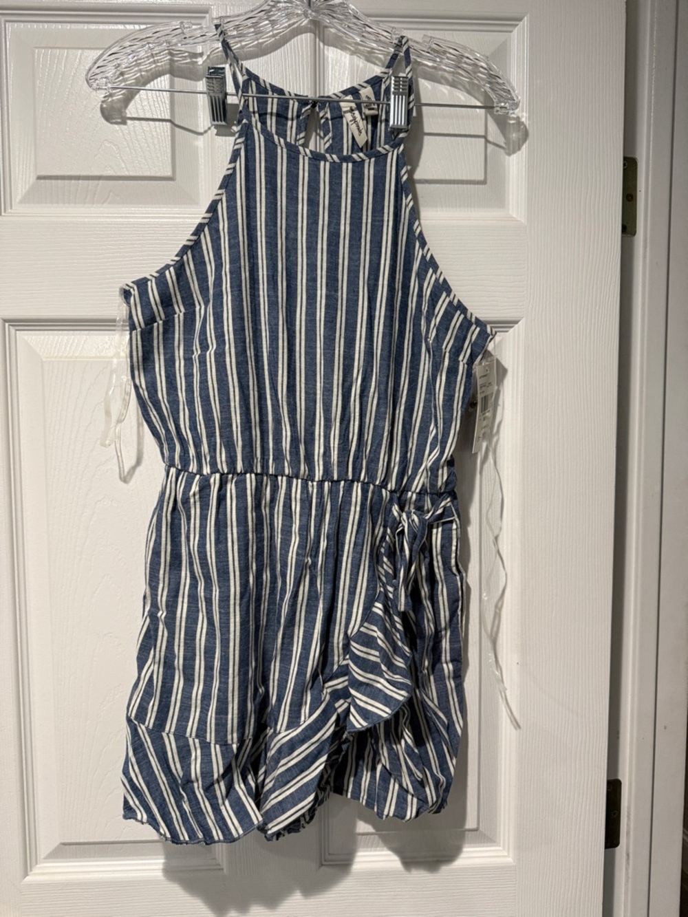 NWT Speechless Blue and White Striped Halter Romper